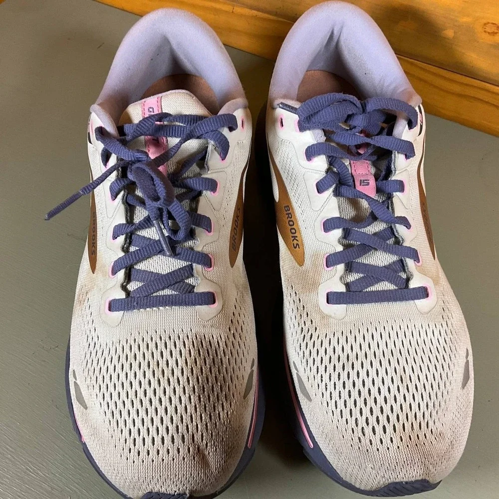 Brooks Ghost 15 Womens Size 11.5D Gray/Purple Athletic #1203801D492 Running Shoe